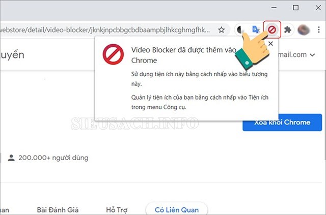 thêm Video Blocker vào trình duyệt