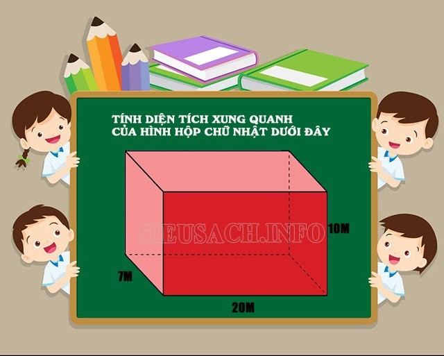 Bài tập về tính diện tích xung quanh của hình hộp chữ nhật