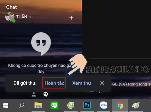 Bạn hãy kiểm tra việc kích hoạt bằng cách gửi một email bất kỳ để thử hoàn tác