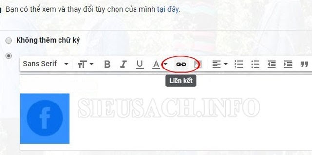 Biểu tượng để chèn link