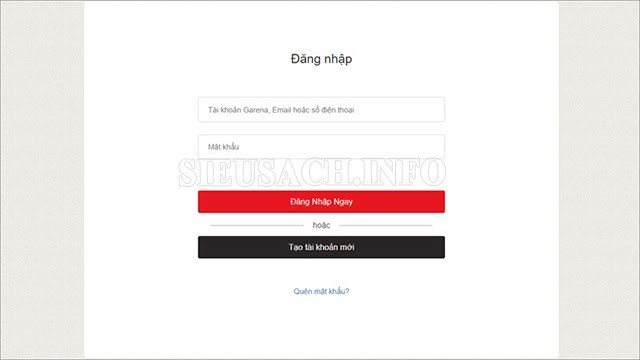 Đăng nhập vào tài khoản Garena của bạn