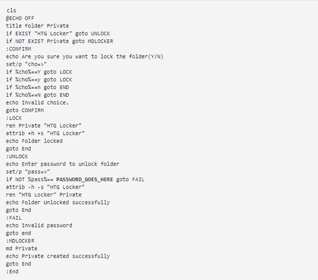 Cách cài mật khẩu cho thư mục bằng file *.Bat