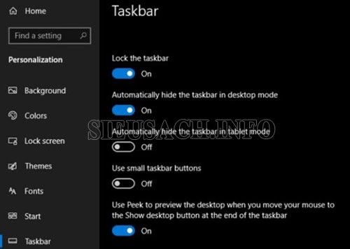 Cách hiện thanh taskbar trong Win 10