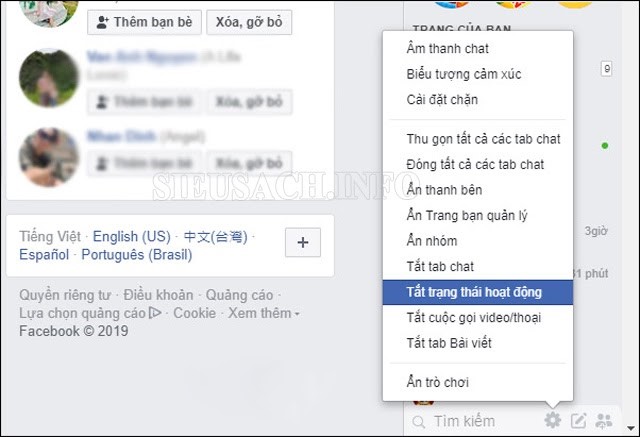 Cách tắt trạng thái online Facebook trên máy tính