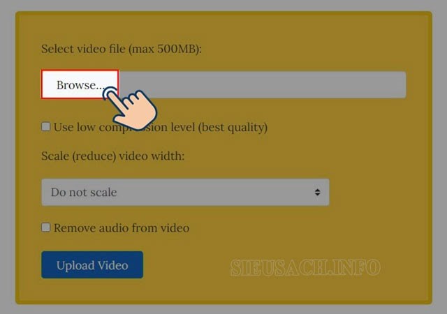 Chọn Browse để tải video lên