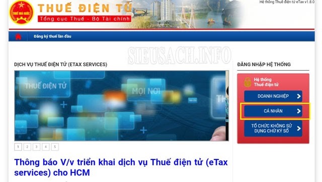 Chọn ô “cá nhân” tại mục “đăng nhập hệ thống