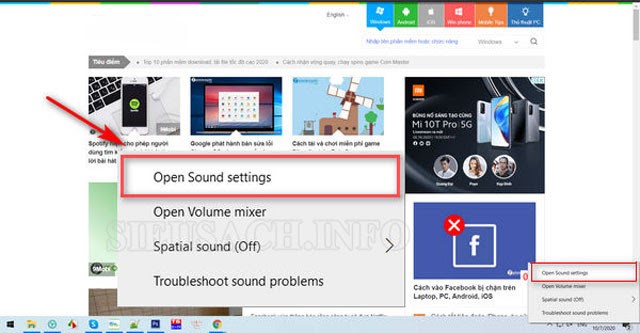  Chọn “Open Sound Settings”