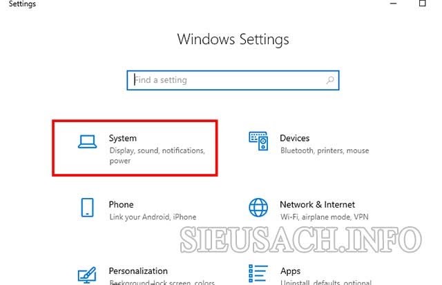 Click vào biểu tượng Windows trên Taskbar, sau đó ấn chọn vào mục “Setting”.