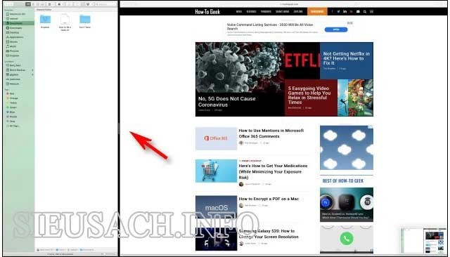 Click vào dài màu đen phân cách giữa 2 cửa sổ để kéo về kích cỡ mong muốn.