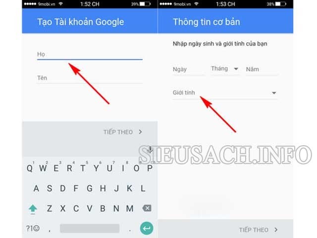 Hãy điền đầy đủ thông tin mà Google yêu cầu.