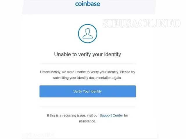 Giao diện không xác minh được danh tính của Coinbase