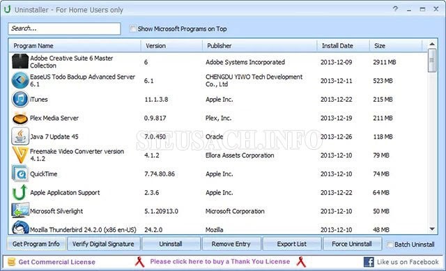 Giao diện phần mềm Puran Uninstaller