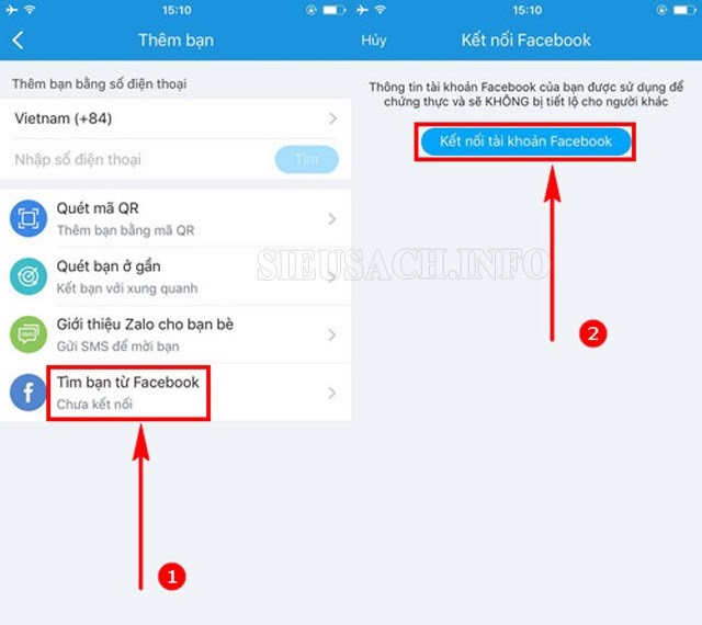 Kết bạn Zalo qua Facebook