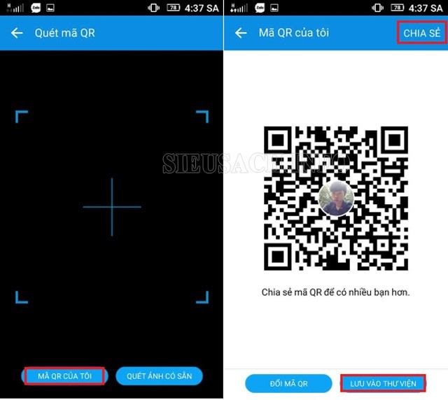 Kết bạn Zalo thông qua mã QR