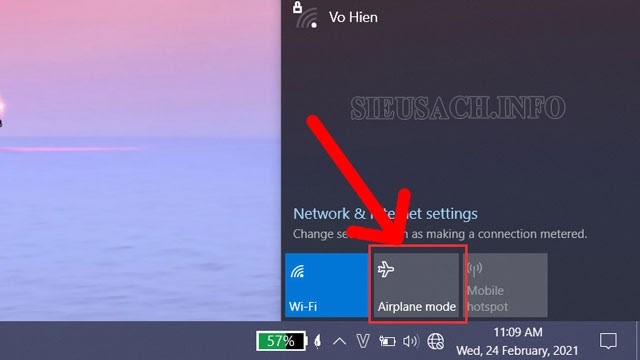 Kiểm tra chế độ máy bay của laptop