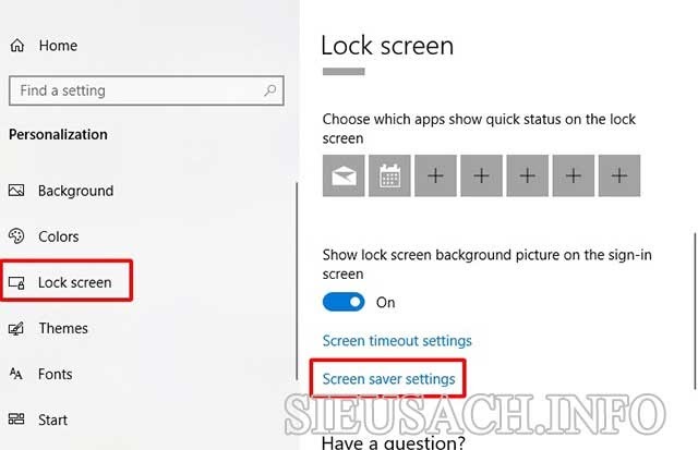 “Lock Screen” → “Screen Saver Settings”