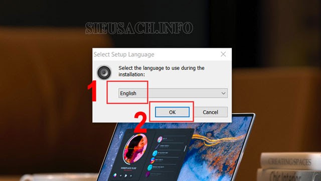 Lựa chọn ngôn ngữ English => OK.