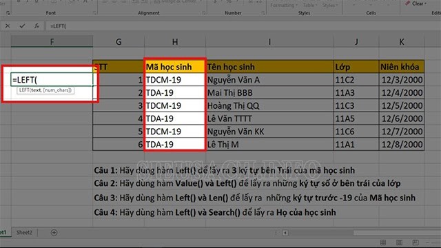 Nhập công thức vào