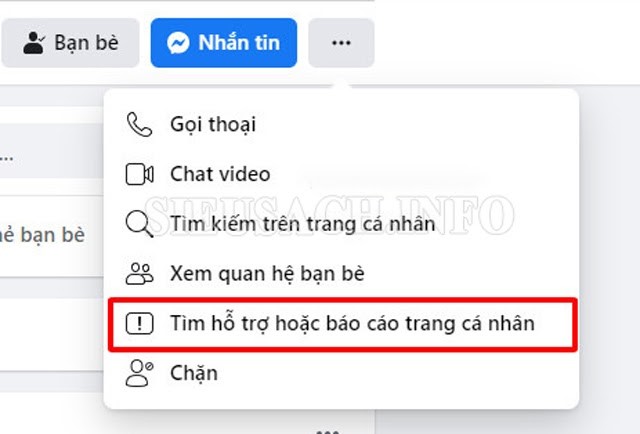 Nhờ bạn bè báo cáo trang cá nhân để lấy lại mật khẩu Fb