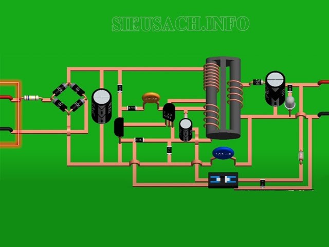 Sơ đồ 3D biểu diễn đường đi đường của dòng điện trong nguồn xung