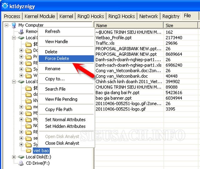 Sử dụng phần mềm PCHunter để xóa file cứng đầu