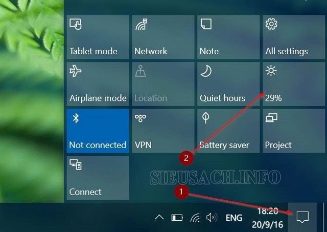 Thao tác điều chỉnh độ sáng màn hình máy tính trong win 10
