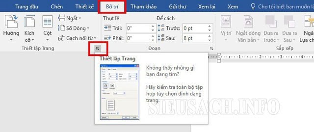 Thiết lập trang để tạo khung bìa