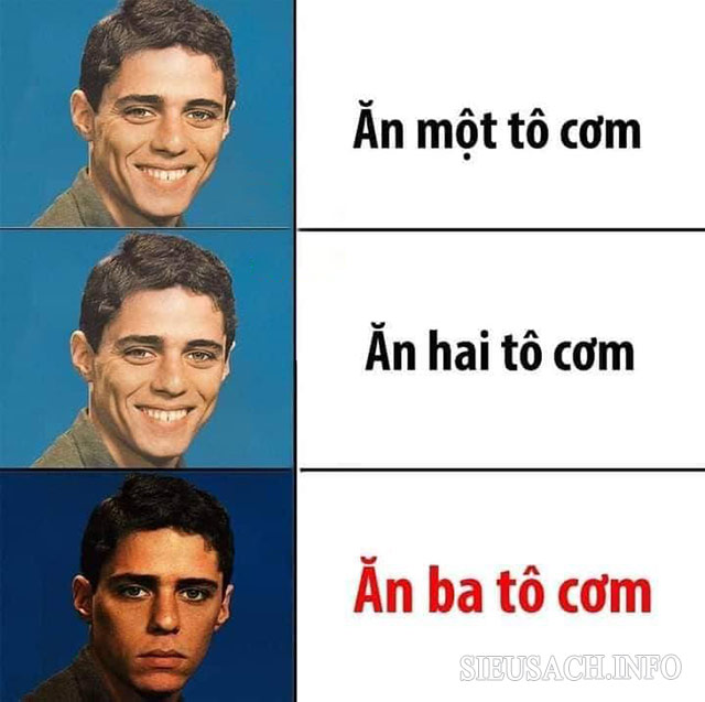 Meme ăn ba tô cơm hài hước