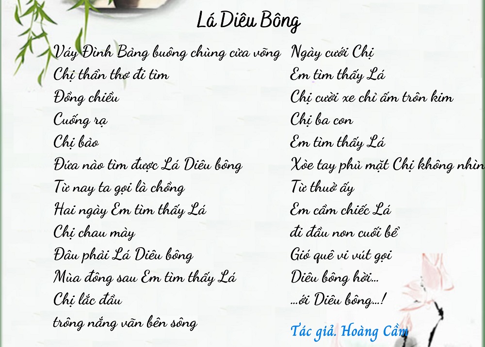 Bài thơ lá Diêu bông nổi tiếng của tác giả Hoàng Cầm