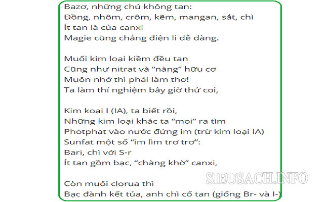 Nhớ bảng tính tan qua thơ đơn giản, dễ thuộc