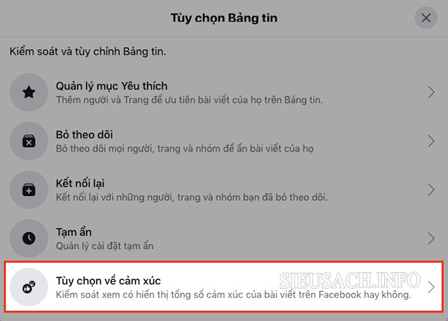 Vào phần “Tùy chọn về cảm xúc”