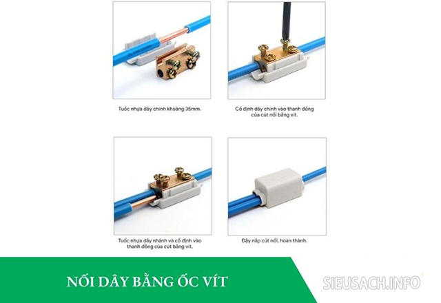 Thực hiện nối dây điện bằng ốc vít