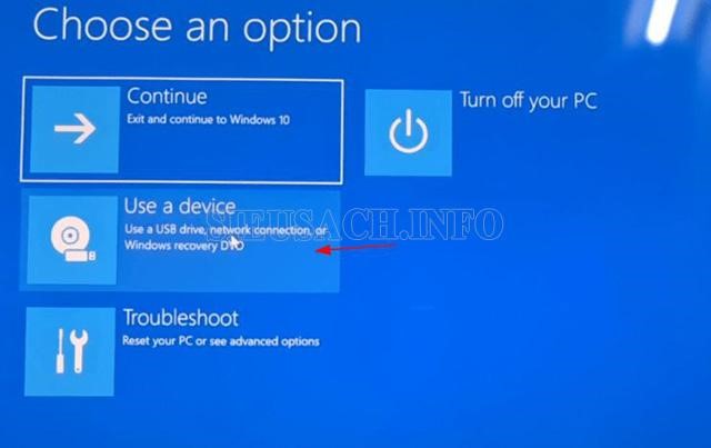 Chọn Use a device ở màn hình tiếp theo