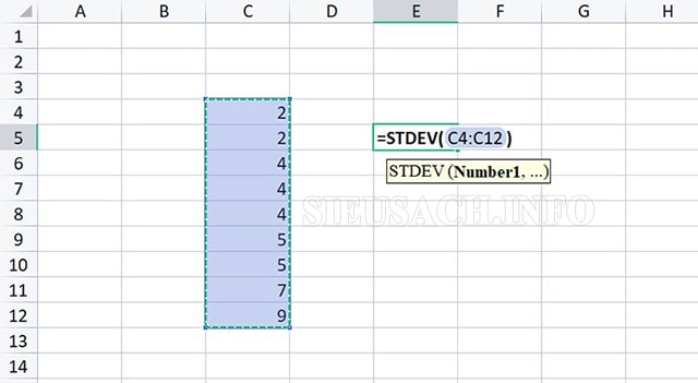 Tính độ lệch chuẩn trong excel