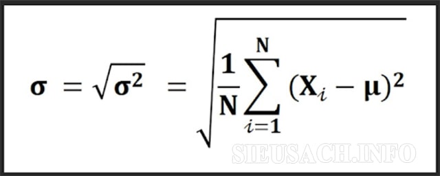 Công thức tính độ lệch chuẩn tổng thể/quần thể