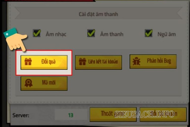 Click vào phần đổi quà