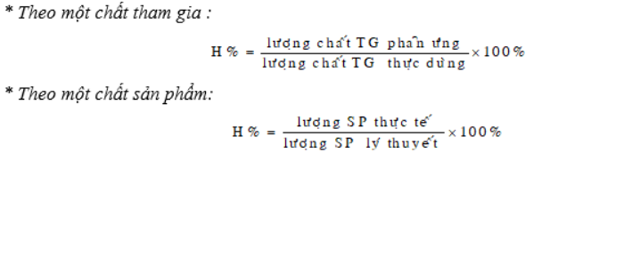 Công thức tính hiệu suất