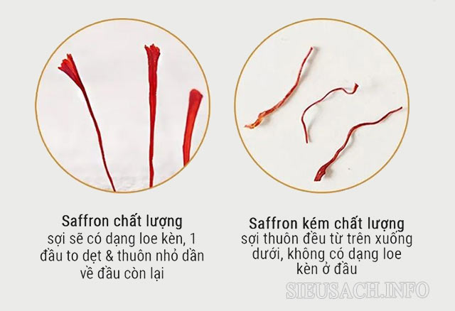 Phân biệt sợi saffron thật và giả qua hình dáng