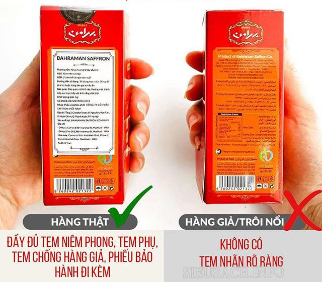 Cách nhận biết saffron giả qua bao bì đóng gói