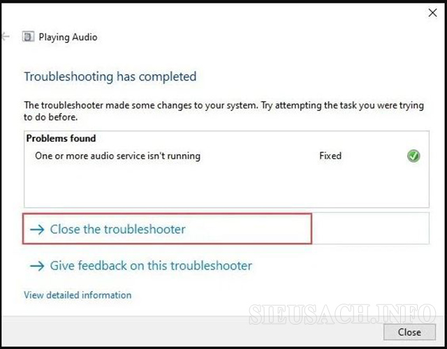 Khắc phục lỗi âm thanh với Troubleshoot