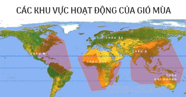 Các khu vực hoạt động của gió mùa