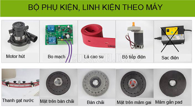 Linh kiện và bộ phụ kiện của máy chà sàn Clepro C45E