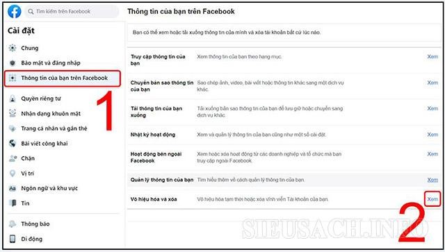 Hiển thị mục Thông tin của bạn trên Facebook qua giao diện máy tính