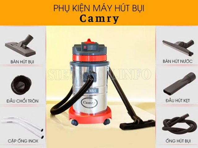 Phụ kiện của máy hút bụi vệ sinh sàn Camry đầy đủ, giá rẻ