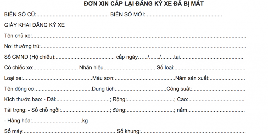 Thủ tục cấp lại giấy đăng ký xe máy