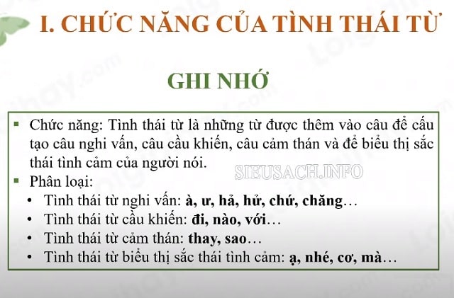 Chức năng của tình thái từ trong câu