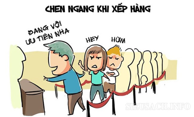 Chen ngang khi xếp hàng là hành động vô duyên